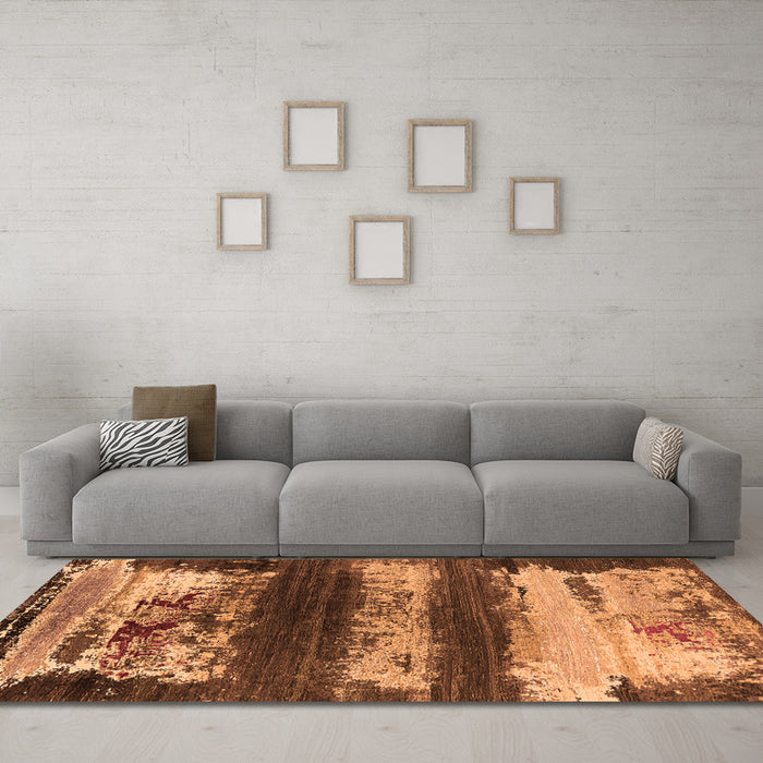 Machine Washable Oriental Orange Industrial Area Rugs in a Living Room, wshurb2827org