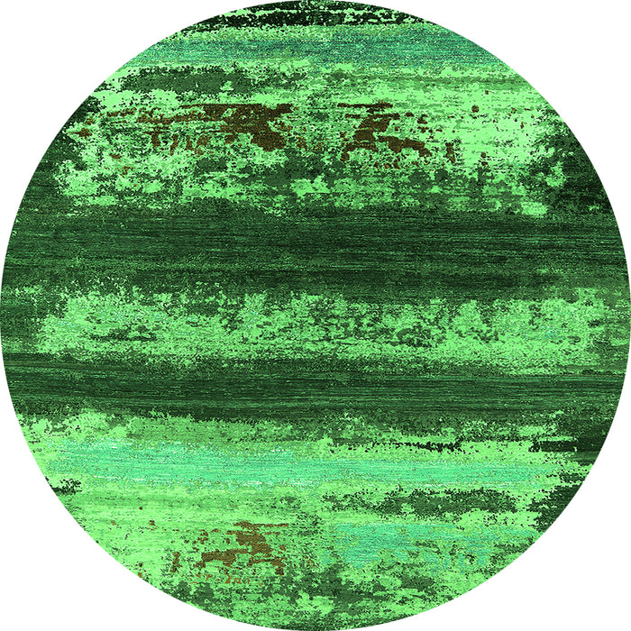 Round Oriental Green Industrial Rug, urb2827grn