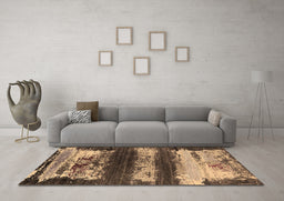 Machine Washable Oriental Brown Industrial Rug in a Living Room,, wshurb2827brn
