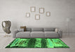 Machine Washable Oriental Green Industrial Area Rugs in a Living Room,, wshurb2827grn