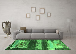 Machine Washable Oriental Green Industrial Area Rugs in a Living Room,, wshurb2827grn