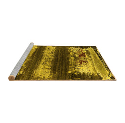 Sideview of Machine Washable Oriental Yellow Industrial Rug, wshurb2827yw
