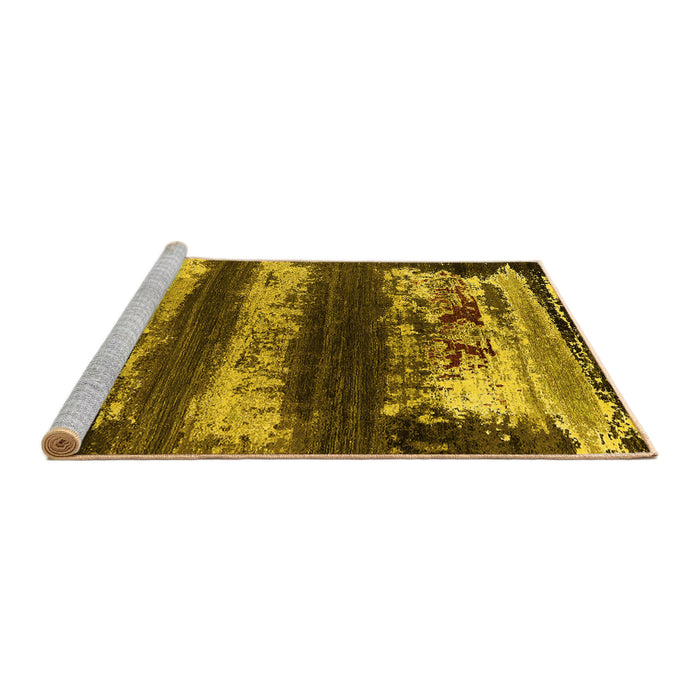 Sideview of Machine Washable Oriental Yellow Industrial Rug, wshurb2827yw