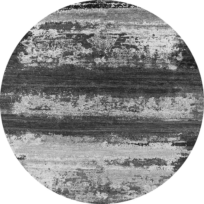 Round Machine Washable Oriental Gray Industrial Rug, wshurb2827gry