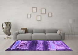 Machine Washable Oriental Purple Industrial Area Rugs in a Living Room, wshurb2827pur