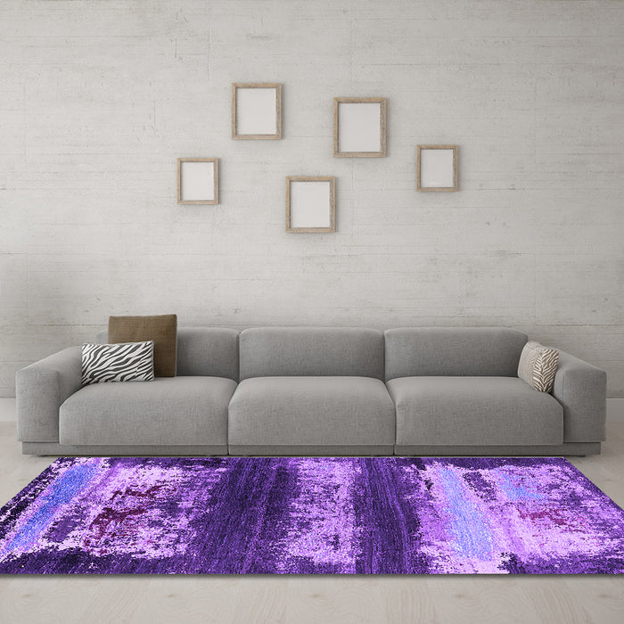 Machine Washable Oriental Purple Industrial Area Rugs in a Living Room, wshurb2827pur
