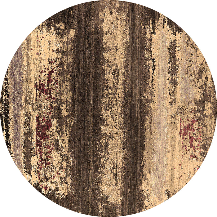 Round Oriental Brown Industrial Rug, urb2827brn