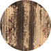 Round Oriental Brown Industrial Rug, urb2827brn