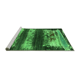 Sideview of Machine Washable Oriental Green Industrial Area Rugs, wshurb2827grn
