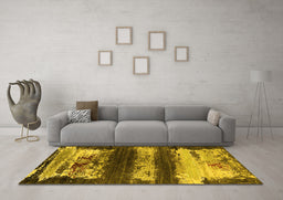 Machine Washable Oriental Yellow Industrial Rug in a Living Room, wshurb2827yw