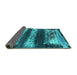 Sideview of Oriental Turquoise Industrial Rug, urb2827turq