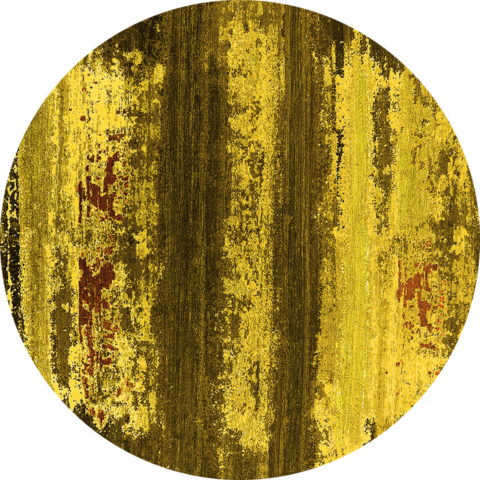 Round Oriental Yellow Industrial Rug, urb2827yw