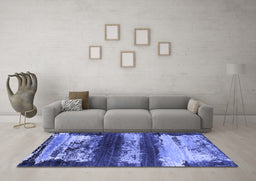Machine Washable Oriental Blue Industrial Rug in a Living Room, wshurb2827blu
