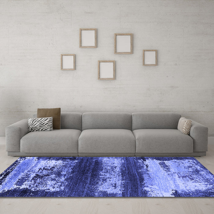 Machine Washable Oriental Blue Industrial Rug in a Living Room, wshurb2827blu