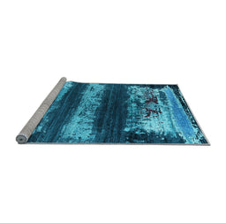 Sideview of Machine Washable Oriental Light Blue Industrial Rug, wshurb2827lblu