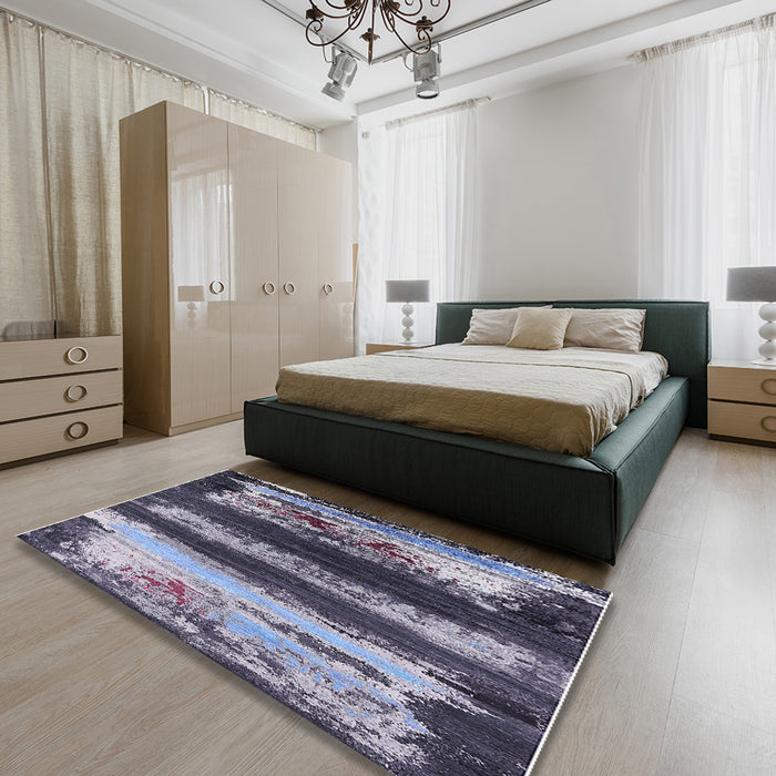 Machine Washable Industrial Modern Plum Purple Rug in a Bedroom, wshurb2827