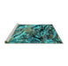 Sideview of Machine Washable Oriental Turquoise Industrial Area Rugs, wshurb2828turq