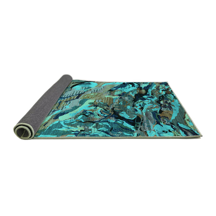 Sideview of Oriental Turquoise Industrial Rug, urb2828turq