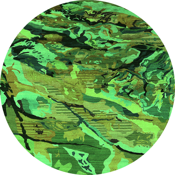 Round Oriental Green Industrial Rug, urb2828grn