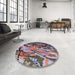 Round Machine Washable Industrial Modern Velvet Maroon Purple Rug in a Office, wshurb2828