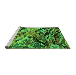 Sideview of Machine Washable Oriental Green Industrial Area Rugs, wshurb2828grn
