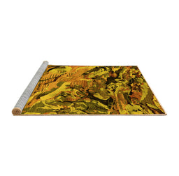 Sideview of Machine Washable Oriental Yellow Industrial Rug, wshurb2828yw