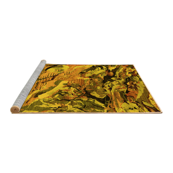 Sideview of Machine Washable Oriental Yellow Industrial Rug, wshurb2828yw