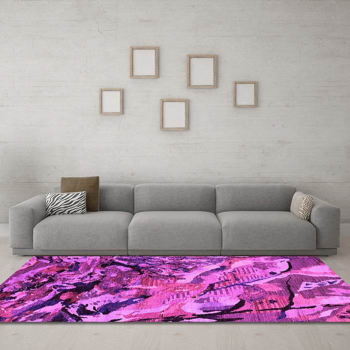 Machine Washable Oriental Pink Industrial Rug in a Living Room, wshurb2828pnk