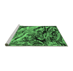 Sideview of Machine Washable Oriental Emerald Green Industrial Area Rugs, wshurb2828emgrn