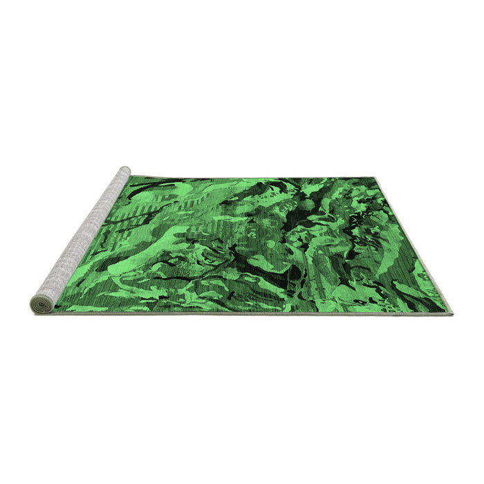 Sideview of Machine Washable Oriental Emerald Green Industrial Area Rugs, wshurb2828emgrn