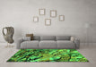 Machine Washable Oriental Green Industrial Area Rugs in a Living Room,, wshurb2828grn