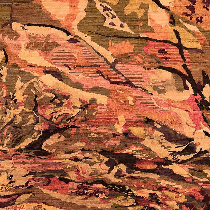 Square Oriental Orange Industrial Rug, urb2828org