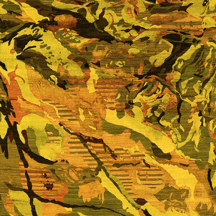 Machine Washable Oriental Yellow Industrial Rug, wshurb2828yw