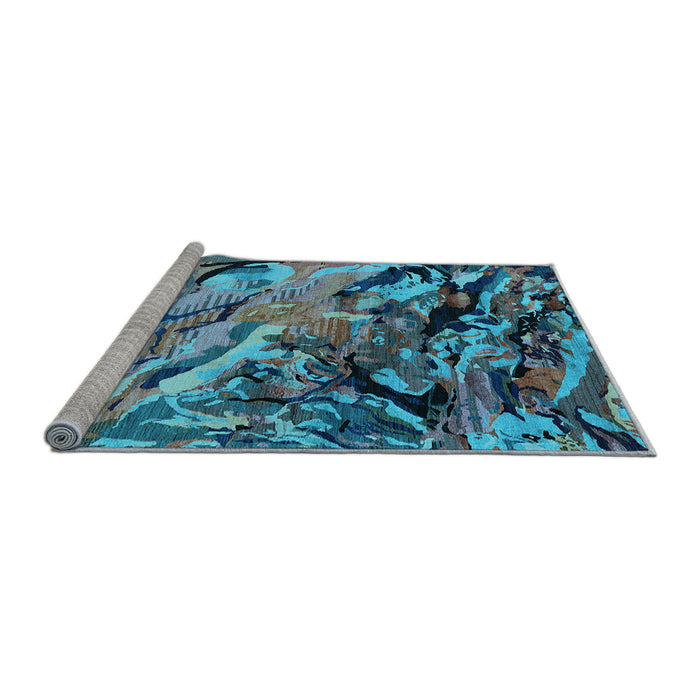 Sideview of Machine Washable Oriental Light Blue Industrial Rug, wshurb2828lblu