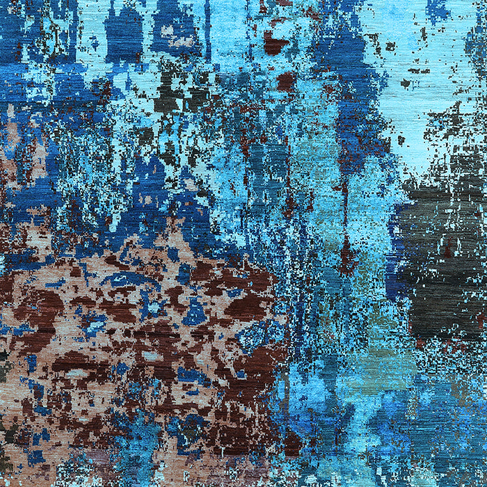 Machine Washable Oriental Light Blue Industrial Rug, wshurb2829lblu