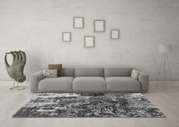 Machine Washable Oriental Gray Industrial Rug in a Living Room,, wshurb2829gry