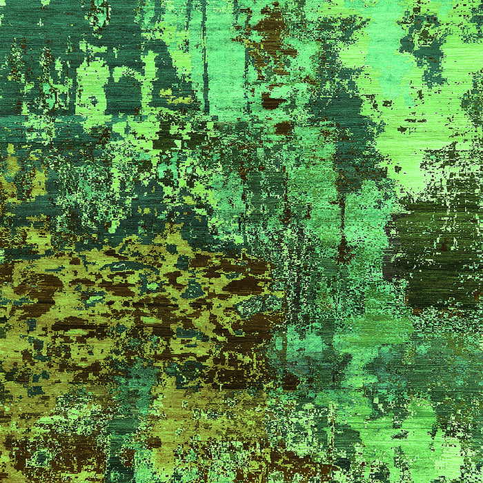 Square Machine Washable Oriental Green Industrial Area Rugs, wshurb2829grn