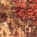 Square Machine Washable Oriental Orange Industrial Area Rugs, wshurb2829org