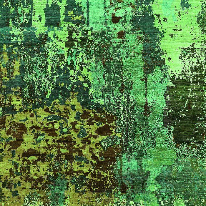 Machine Washable Oriental Green Industrial Area Rugs, wshurb2829grn