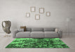 Machine Washable Oriental Emerald Green Industrial Area Rugs in a Living Room,, wshurb2829emgrn