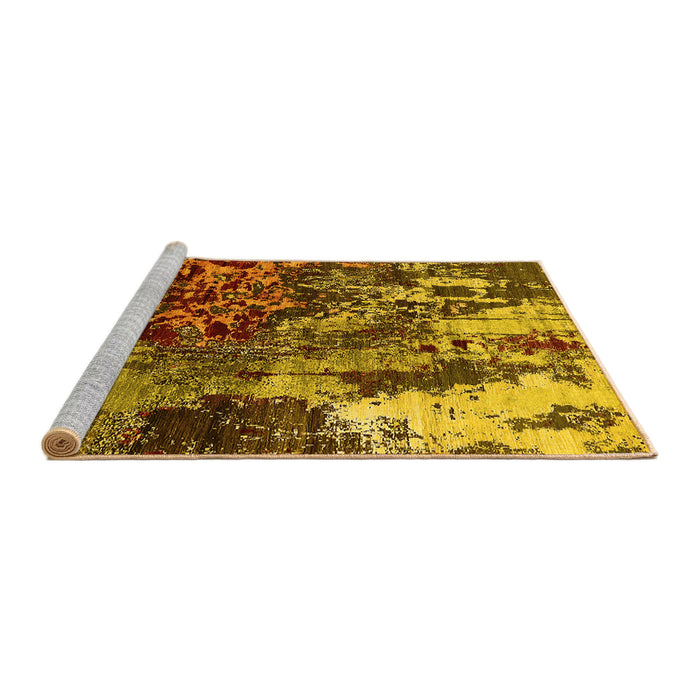 Sideview of Machine Washable Oriental Yellow Industrial Rug, wshurb2829yw