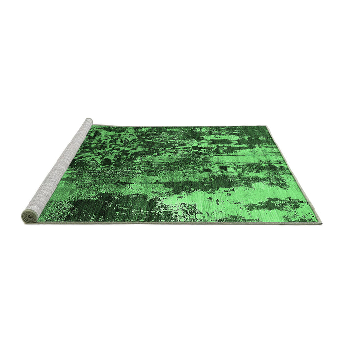 Sideview of Machine Washable Oriental Emerald Green Industrial Area Rugs, wshurb2829emgrn