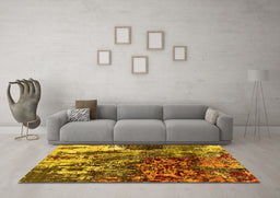Machine Washable Oriental Yellow Industrial Rug in a Living Room, wshurb2829yw