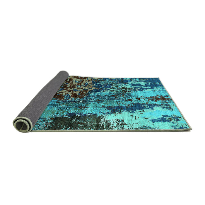 Sideview of Oriental Turquoise Industrial Rug, urb2829turq