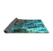 Sideview of Oriental Turquoise Industrial Rug, urb2829turq