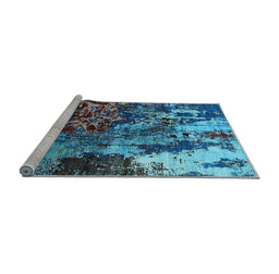 Sideview of Machine Washable Oriental Light Blue Industrial Rug, wshurb2829lblu