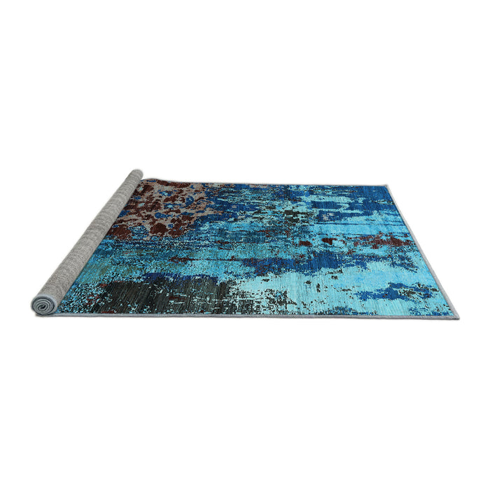 Sideview of Machine Washable Oriental Light Blue Industrial Rug, wshurb2829lblu