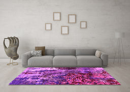 Machine Washable Oriental Pink Industrial Rug in a Living Room, wshurb2829pnk