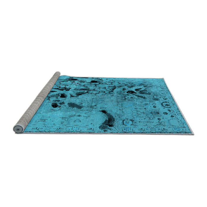 Sideview of Machine Washable Oriental Light Blue Industrial Rug, wshurb2830lblu