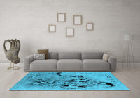 Machine Washable Oriental Light Blue Industrial Rug, wshurb2830lblu